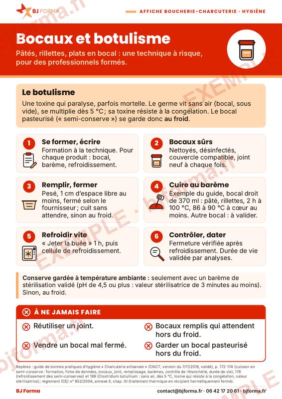 L'affiche « Bocaux et conserves maison : le risque botulique », dans le kit boucherie-charcuterie